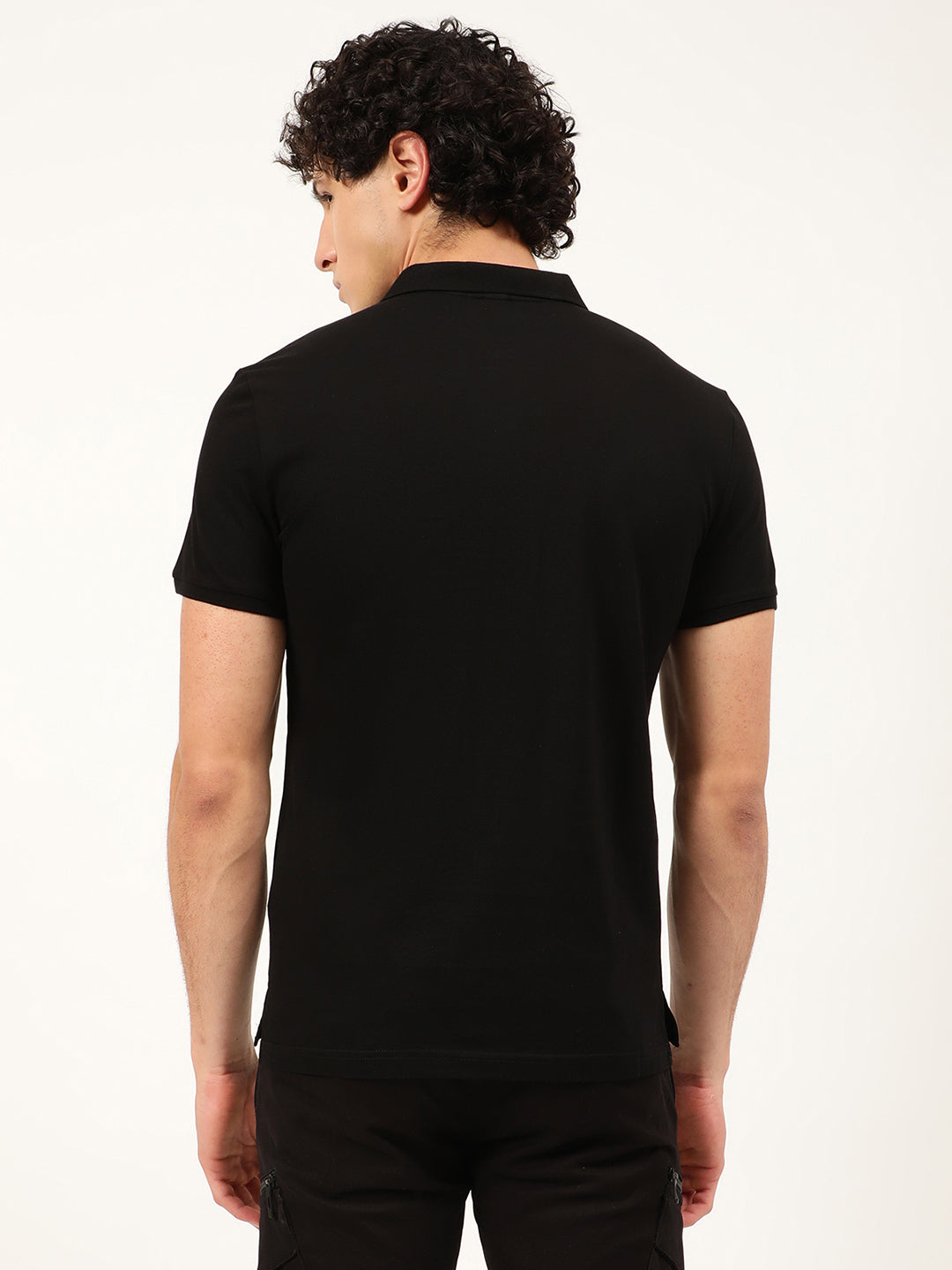Antony Morato Men Black Polo Collar Slim Fit T-shirt