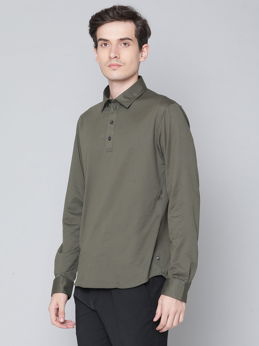 Matinique Men Olive Solid Collar Shirt