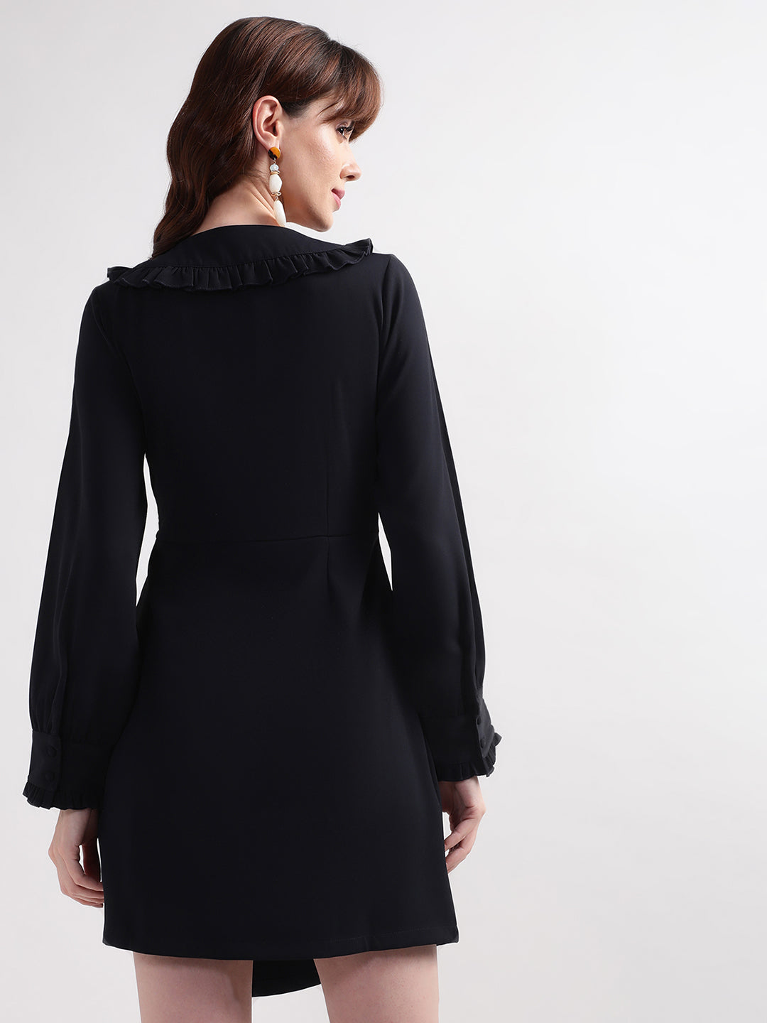 Centre Stage Women Blue Solid V Neck Dress