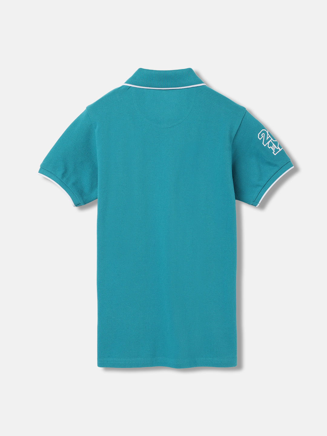 Blue Giraffe Boys Teal Solid Polo Collar Short Sleeves T-Shirt
