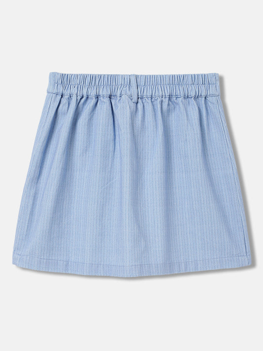 Elle Kids Girls Blue Striped Regular Fit Skirt