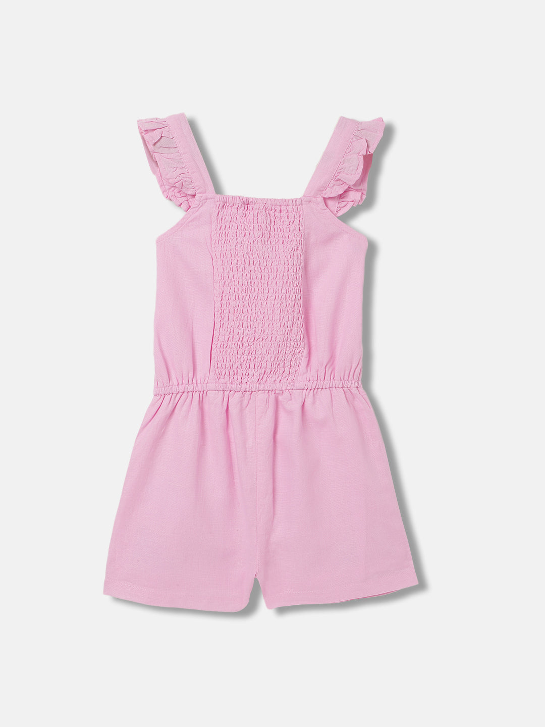 Blue Giraffe Girls Purple Embroidered Square Neck Short Sleeves Playsuit