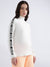 DKNY Women Ivory Printed Turtle Neck Sweater