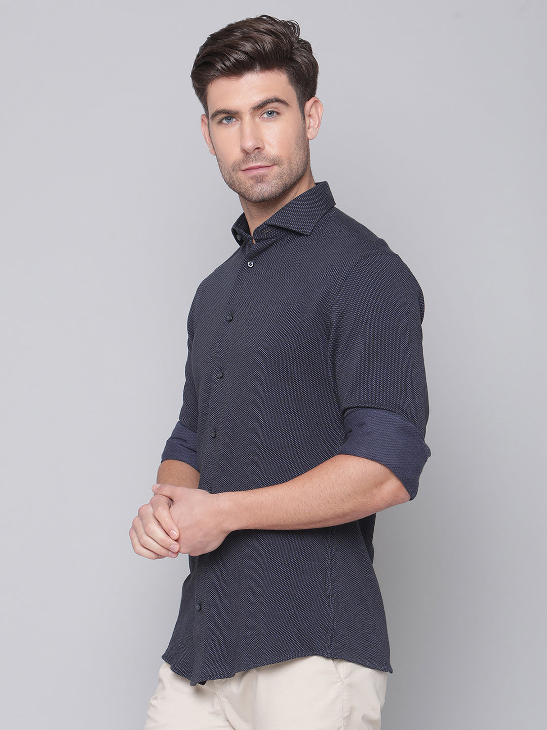 Bruun & Stengade Men Black Solid Cutaway Collar Shirt