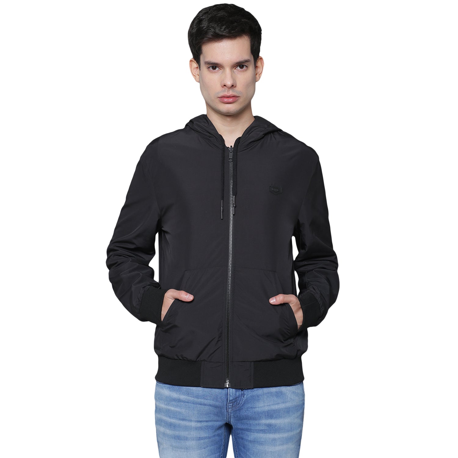 Antony Morato Men Black Solid Hooded Jacket
