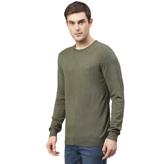 Lindbergh Men Green Solid Round Neck Sweater