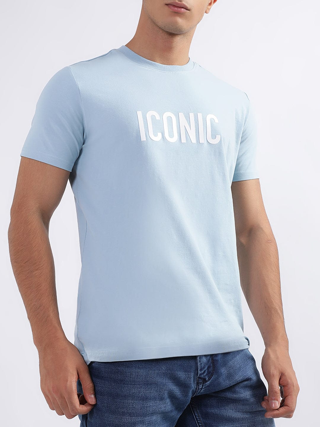 Iconic Men Blue Crew Neck Tshirt