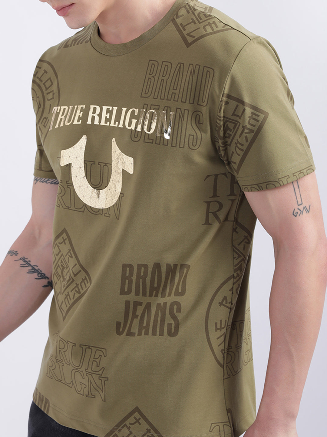 True Religion Olive Logo Regular Fit T-Shirt