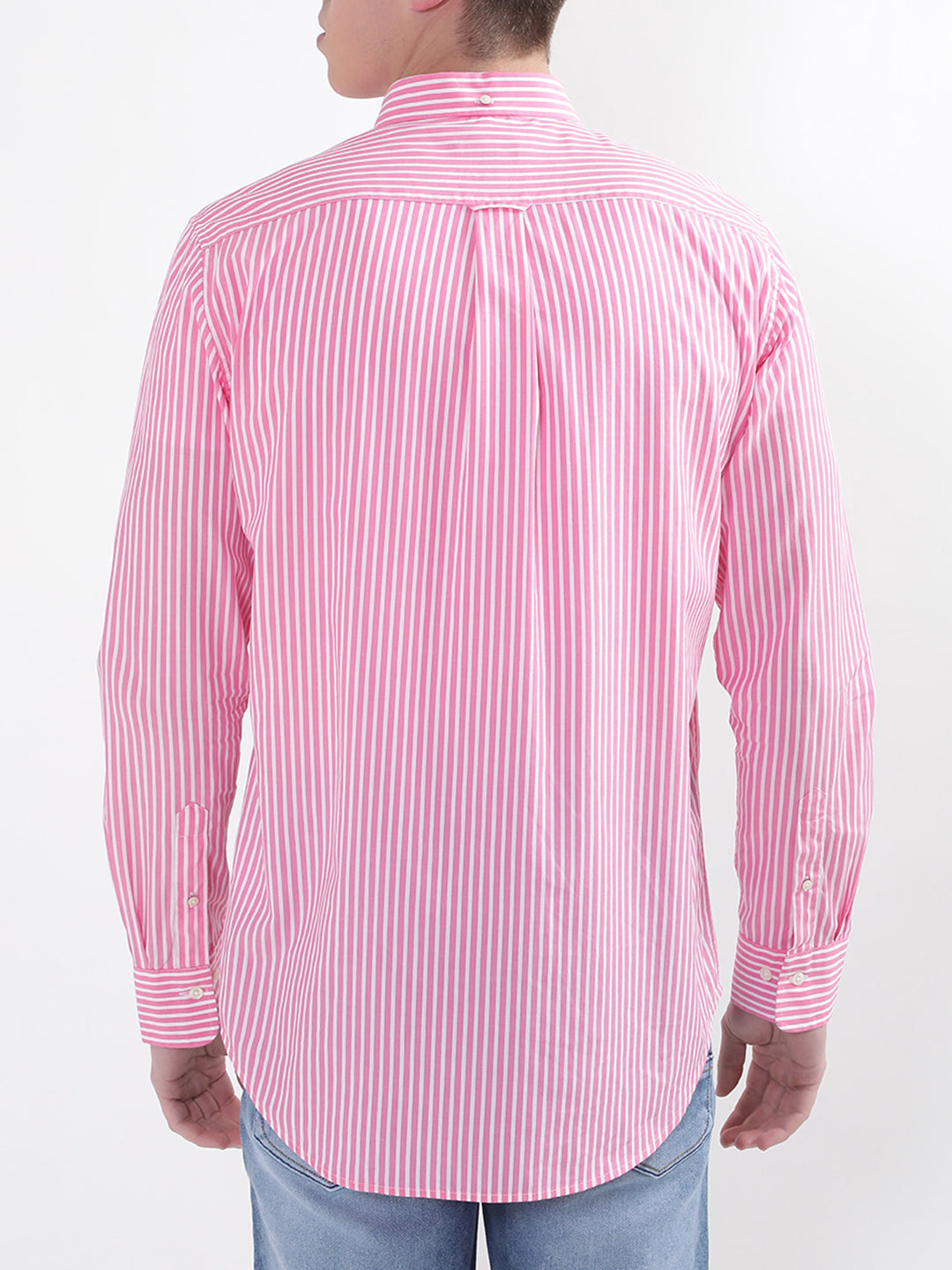 Gant Pink Broadcloth Striped Regular Fit Shirt