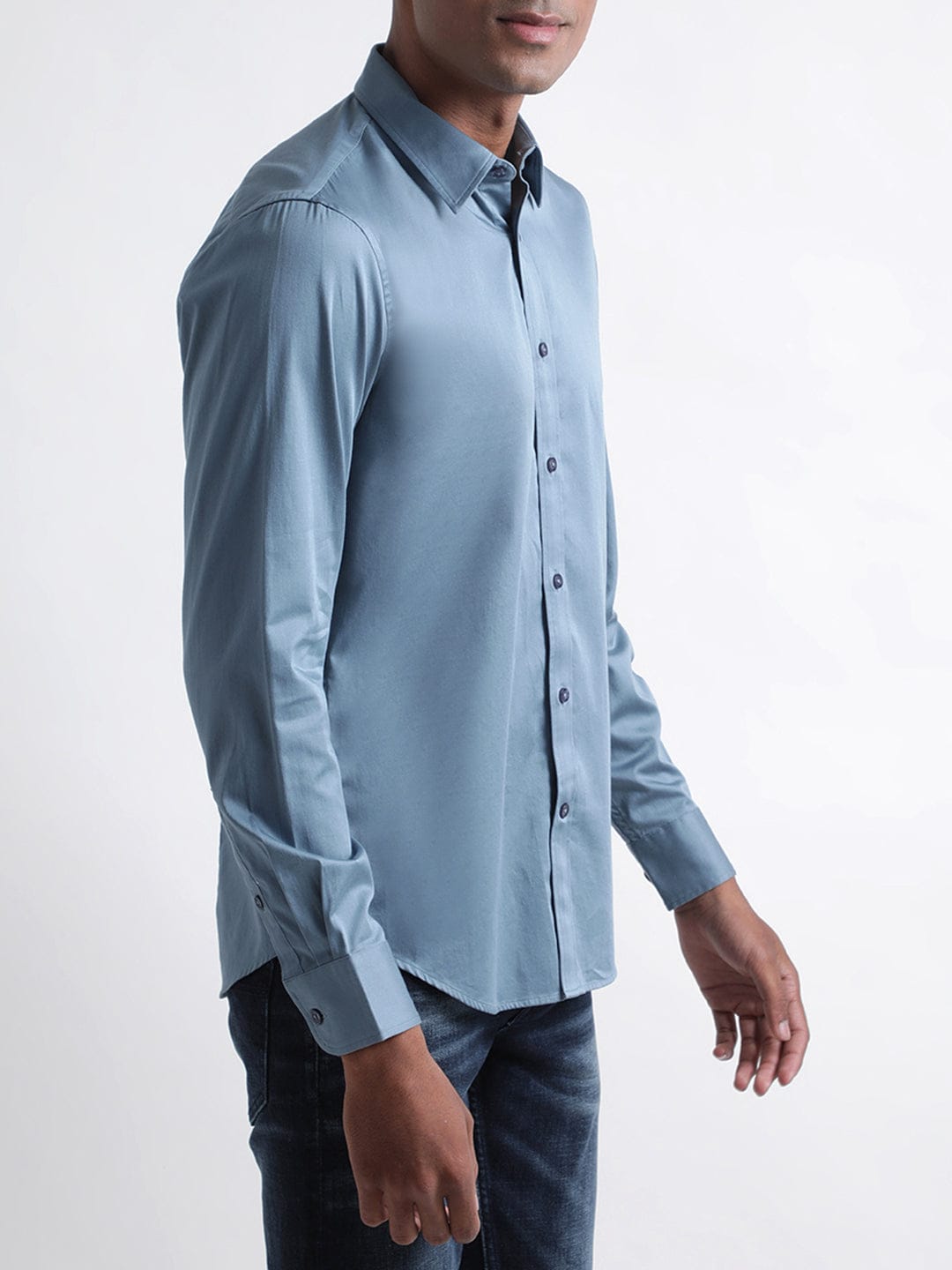 Iconic Men Blue Shirt Collar Shirt