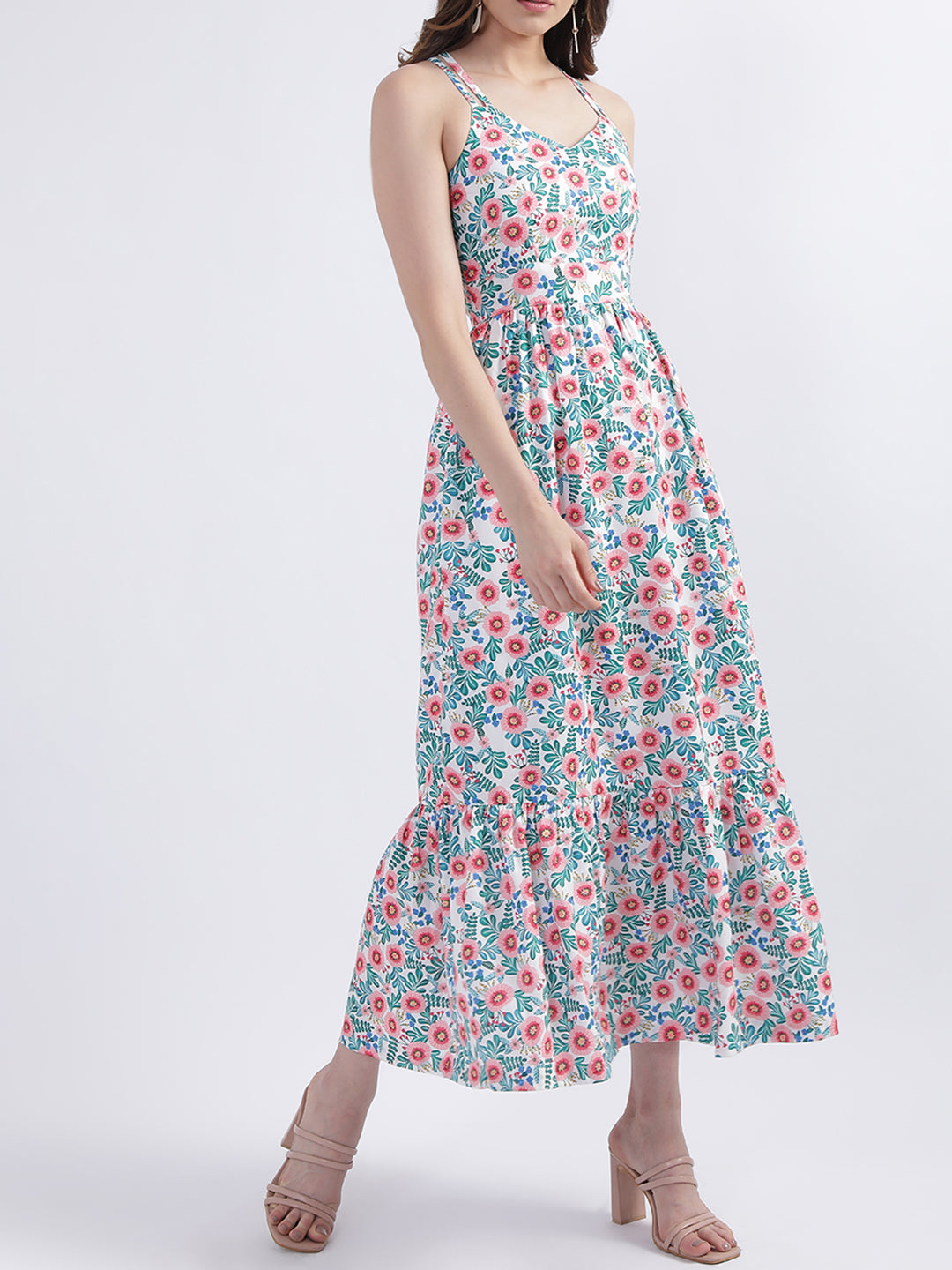 Centre Stage Women Multi Printed V Neck Dress