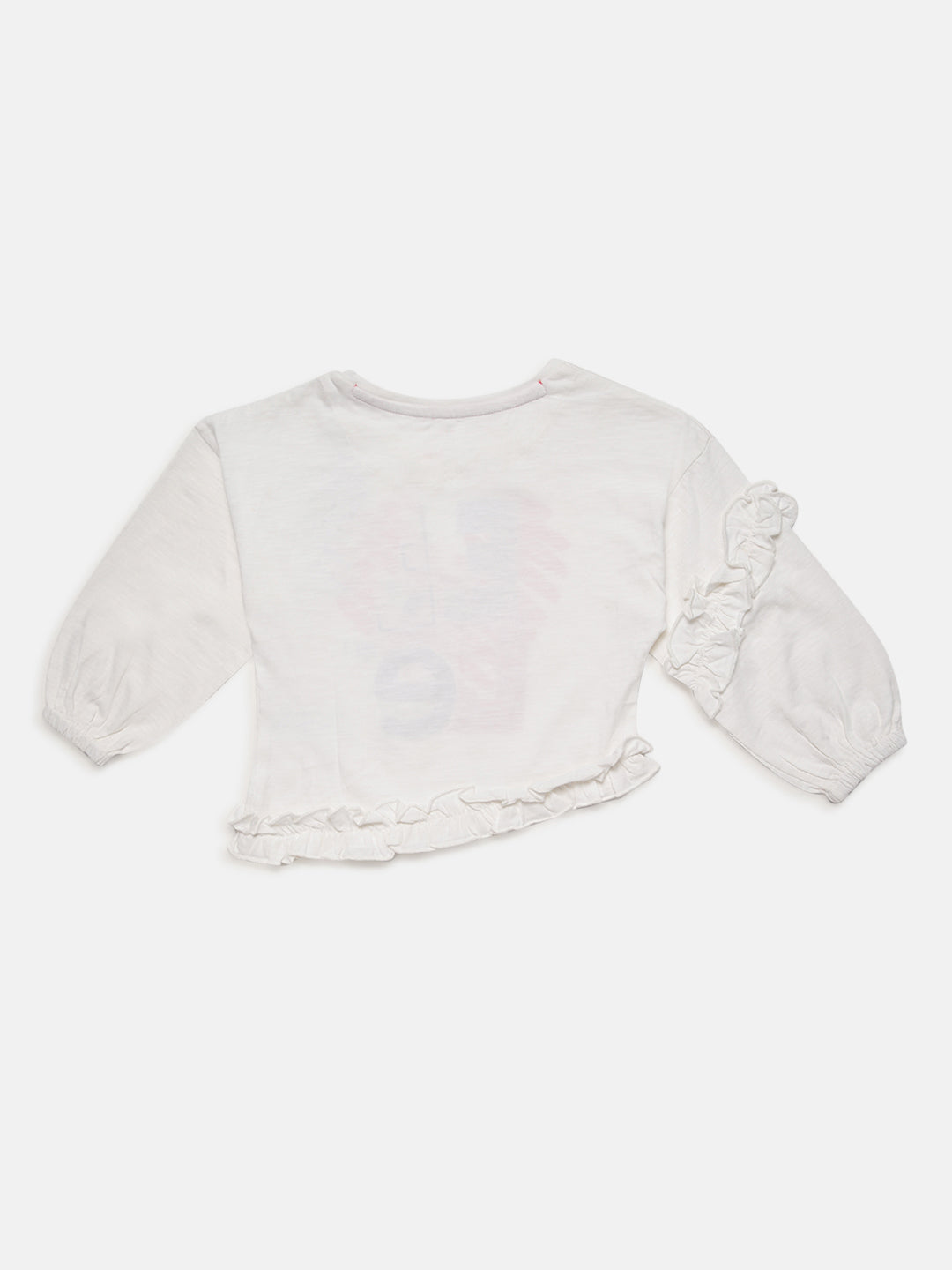 Elle Kids Girls White Printed Round Neck TShirt
