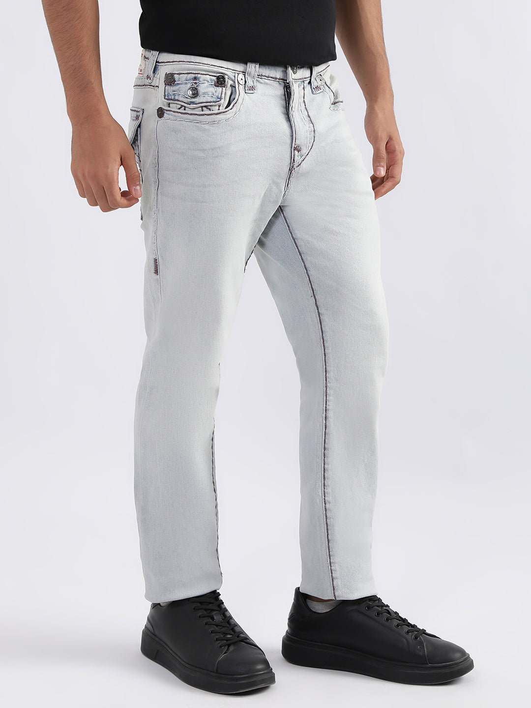 True Religion Men Blue Solid Skinny Fit Jeans