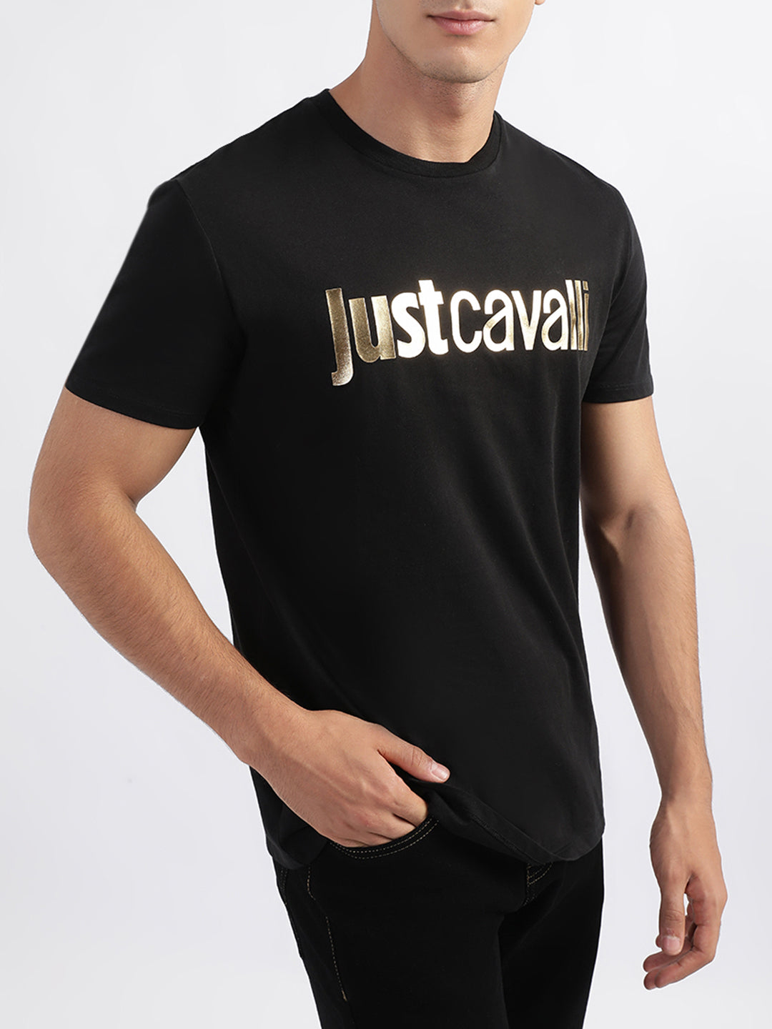 Just Cavalli Black Fashion Logo Slim Fit T-Shirt