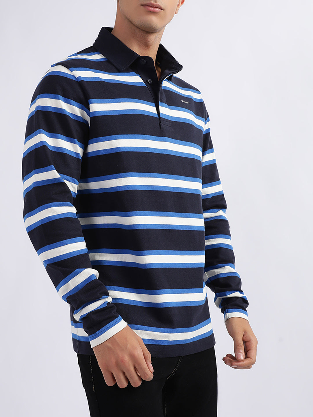 Gant Blue Striped Regular Fit Polo T-Shirt