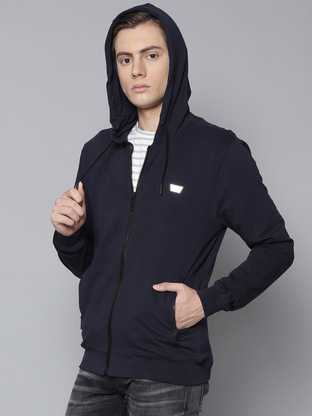 Antony Morato Men Blue Solid Hooded Sweatshirt