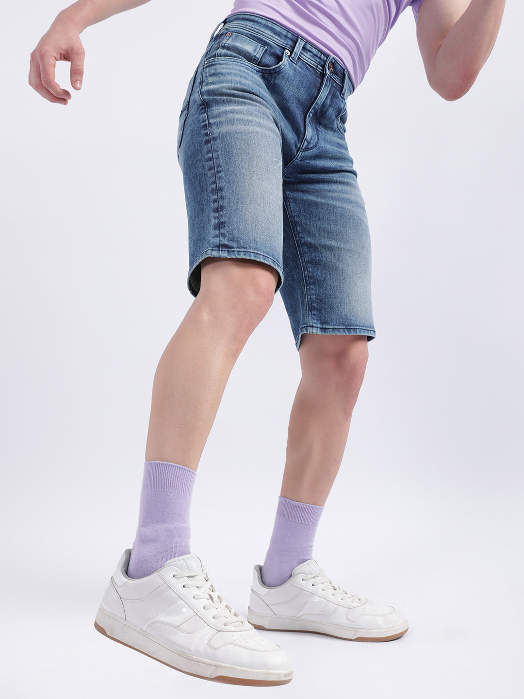 Iconic Men Blue Embroidered Regular Fit Shorts