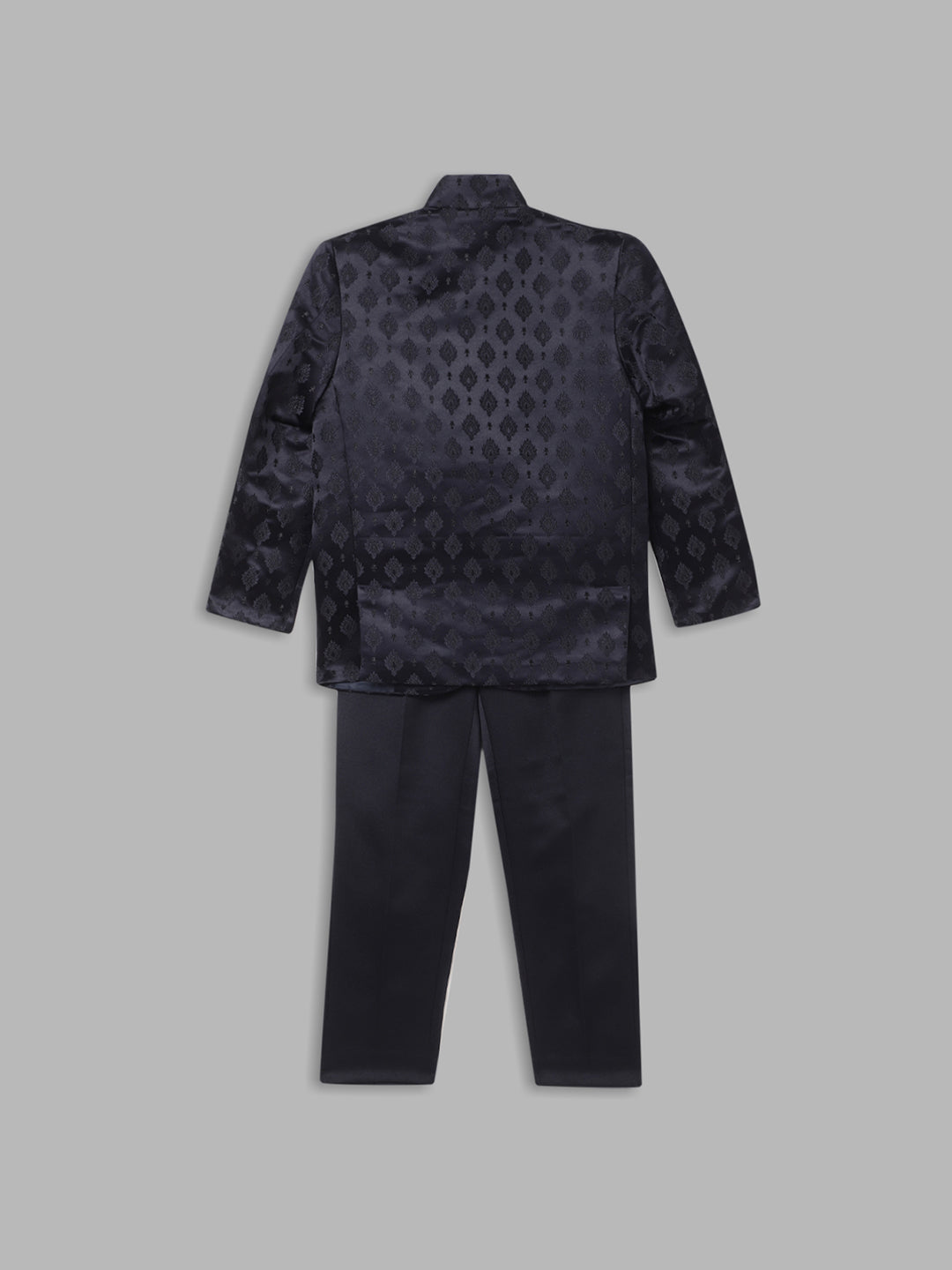 Blue Giraffe Boys Navy Blue Solid Collar Bandi Set