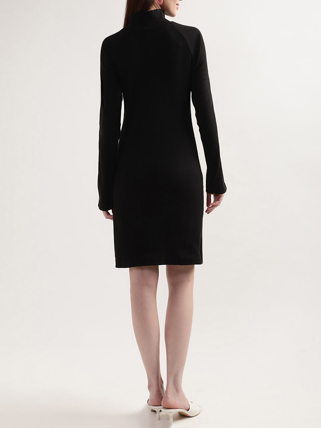 Elle Women Black Solid High Neck Dress