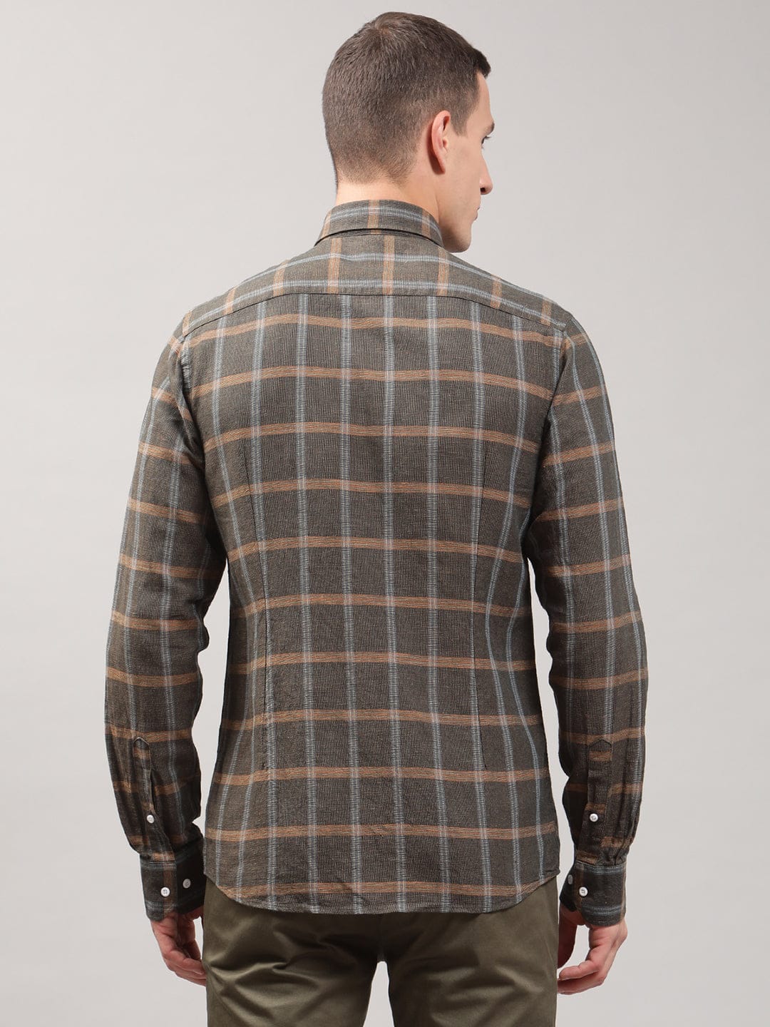 Bruun & Stengade Men Checks Cutaway Collar Shirt