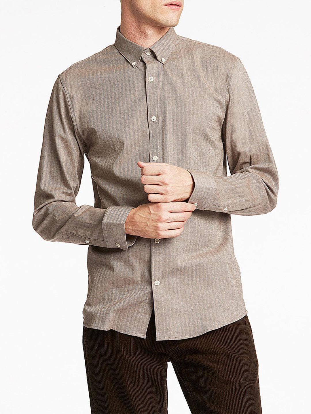 Lindbergh Brown Striped Slim Fit Shirt