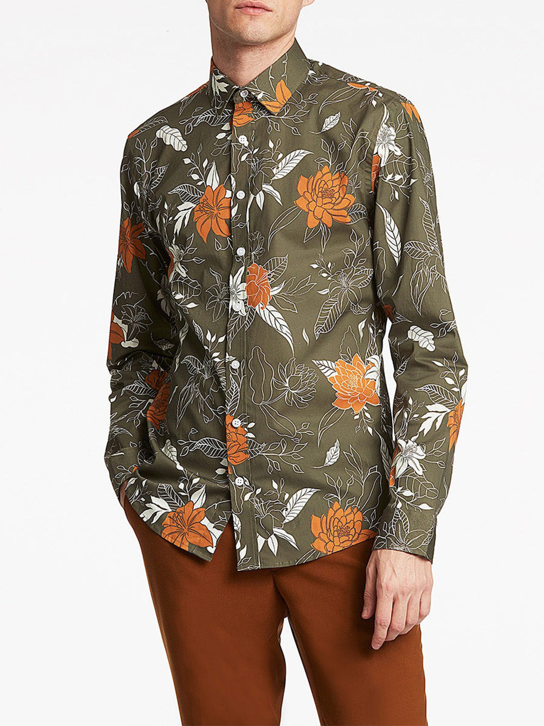 Lindbergh Green Floral Print Slim Fit Shirt