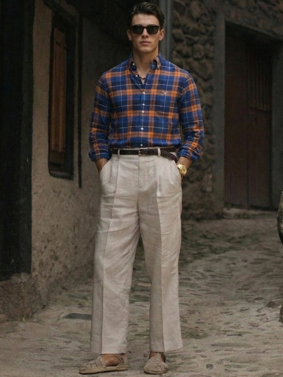 Gant Men Orange Checks Collar Shirt