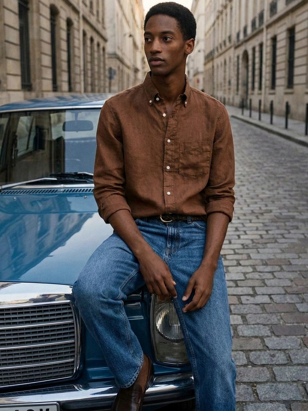 Gant Men Brown Garment Dyed Pure Linen Shirt