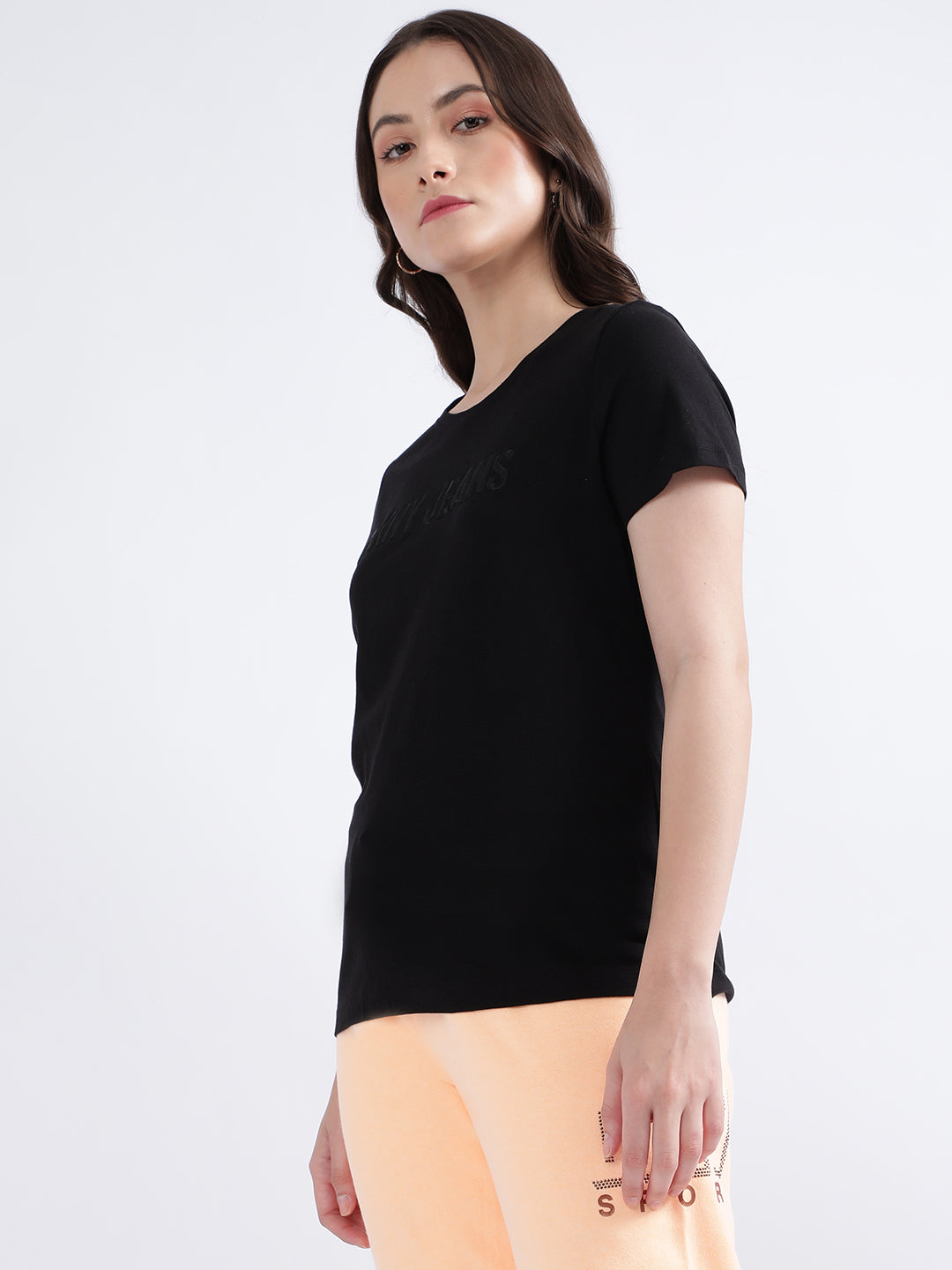 Dkny Black Fashion Logo Regular Fit T-Shirt