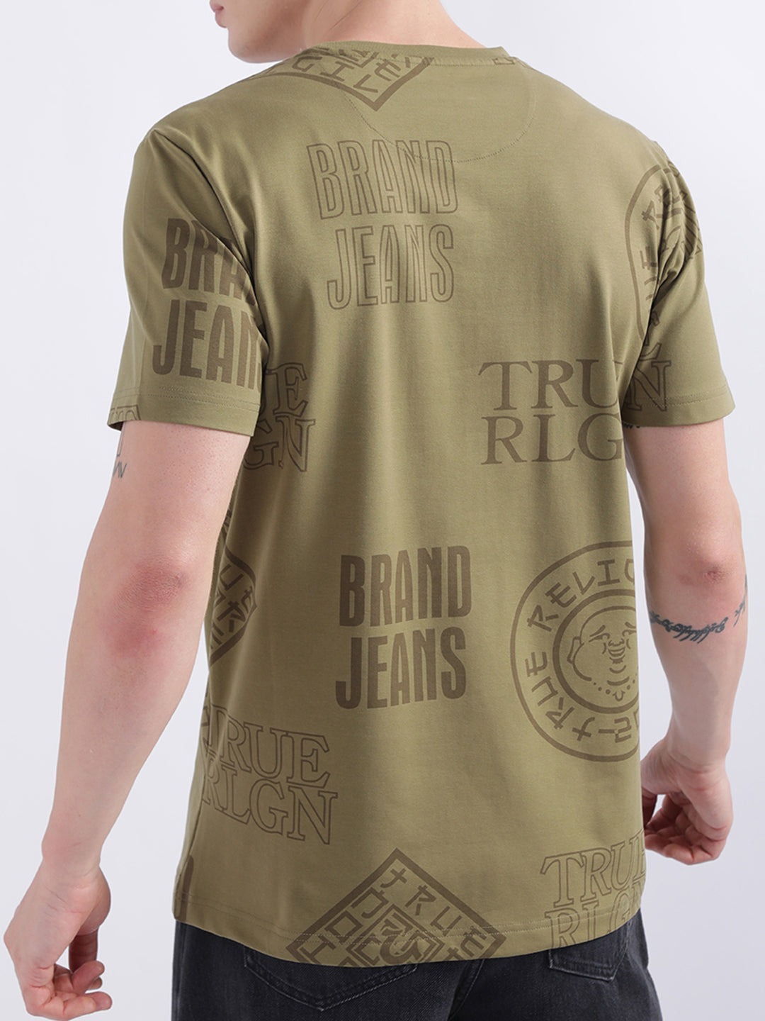 True Religion Olive Logo Regular Fit T-Shirt