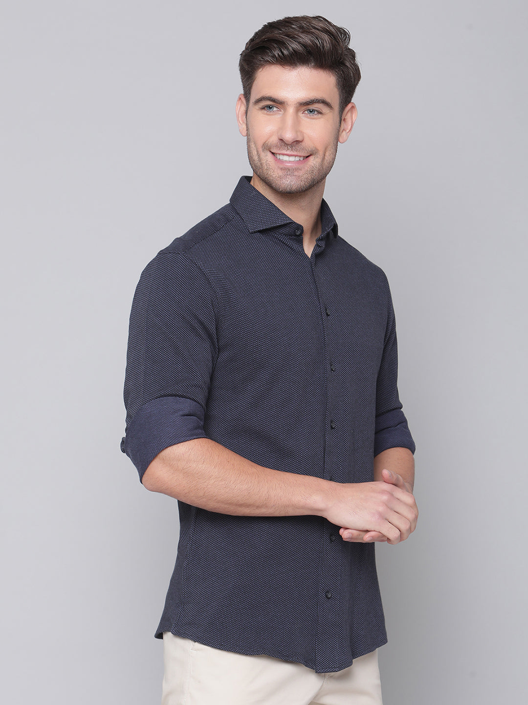 Bruun & Stengade Men Black Solid Cutaway Collar Shirt