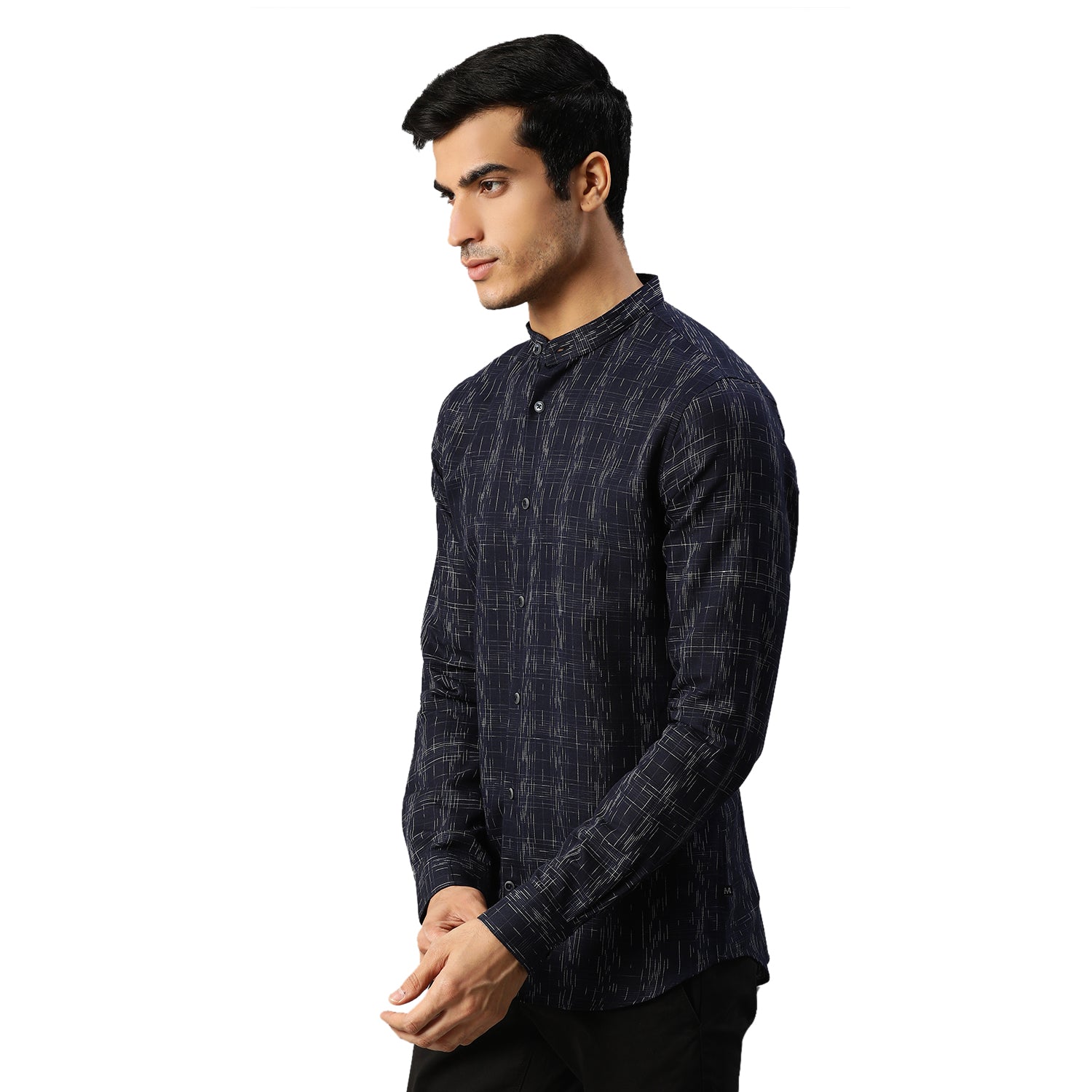 Matinique Men Navy Checked Collar Shirt