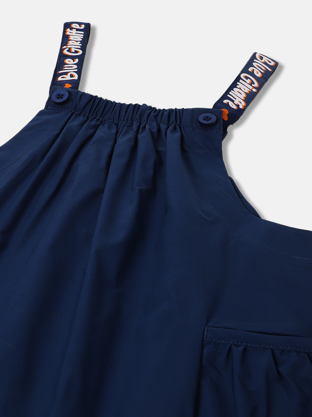 Blue Giraffe Girls Blue Solid Shoulder Straps Sleeveless Dress