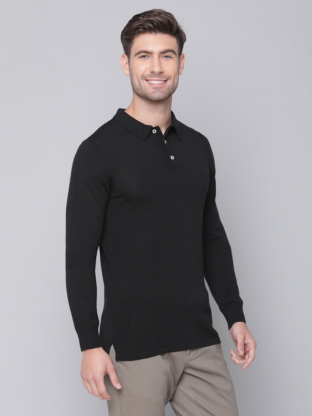 Bruun & Stengade Men Black Solid Round Neck Sweater
