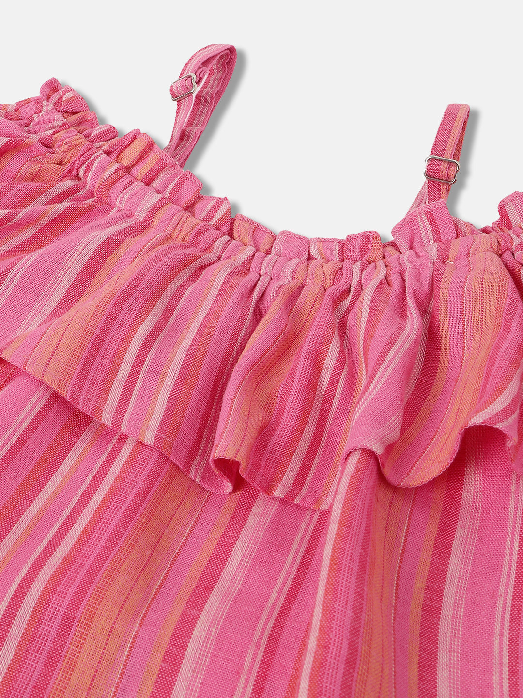 Elle Kids Girls Pink Striped Off Shoulder Sleeveless Top