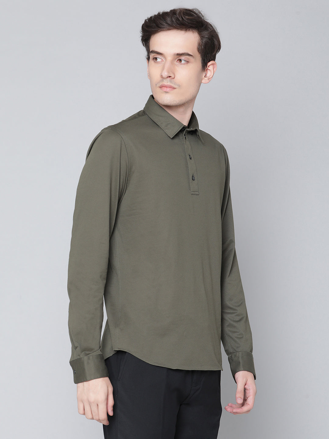 Matinique Men Olive Solid Collar Shirt