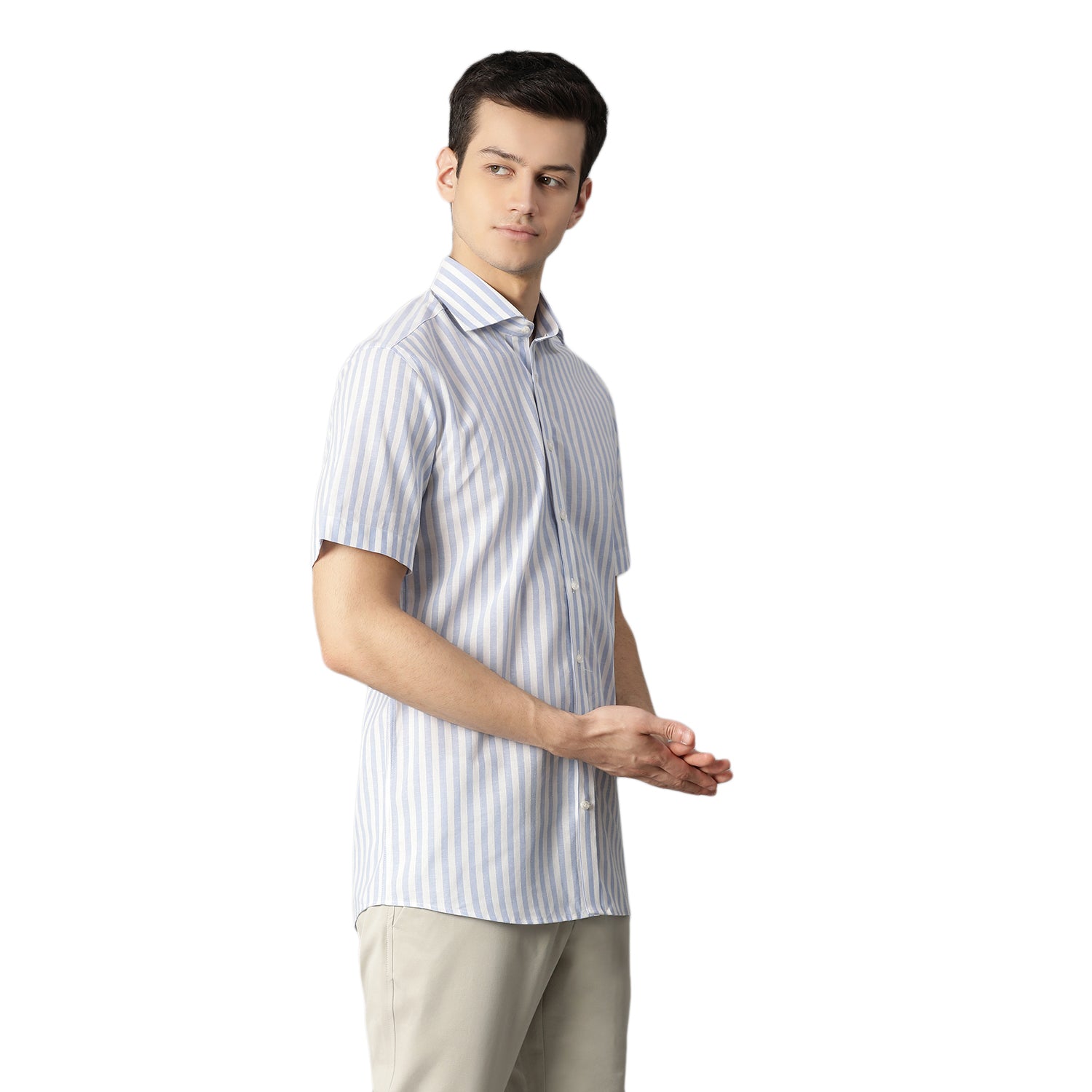 Bruun & Stengade Men Blue Striped Collar Shirt