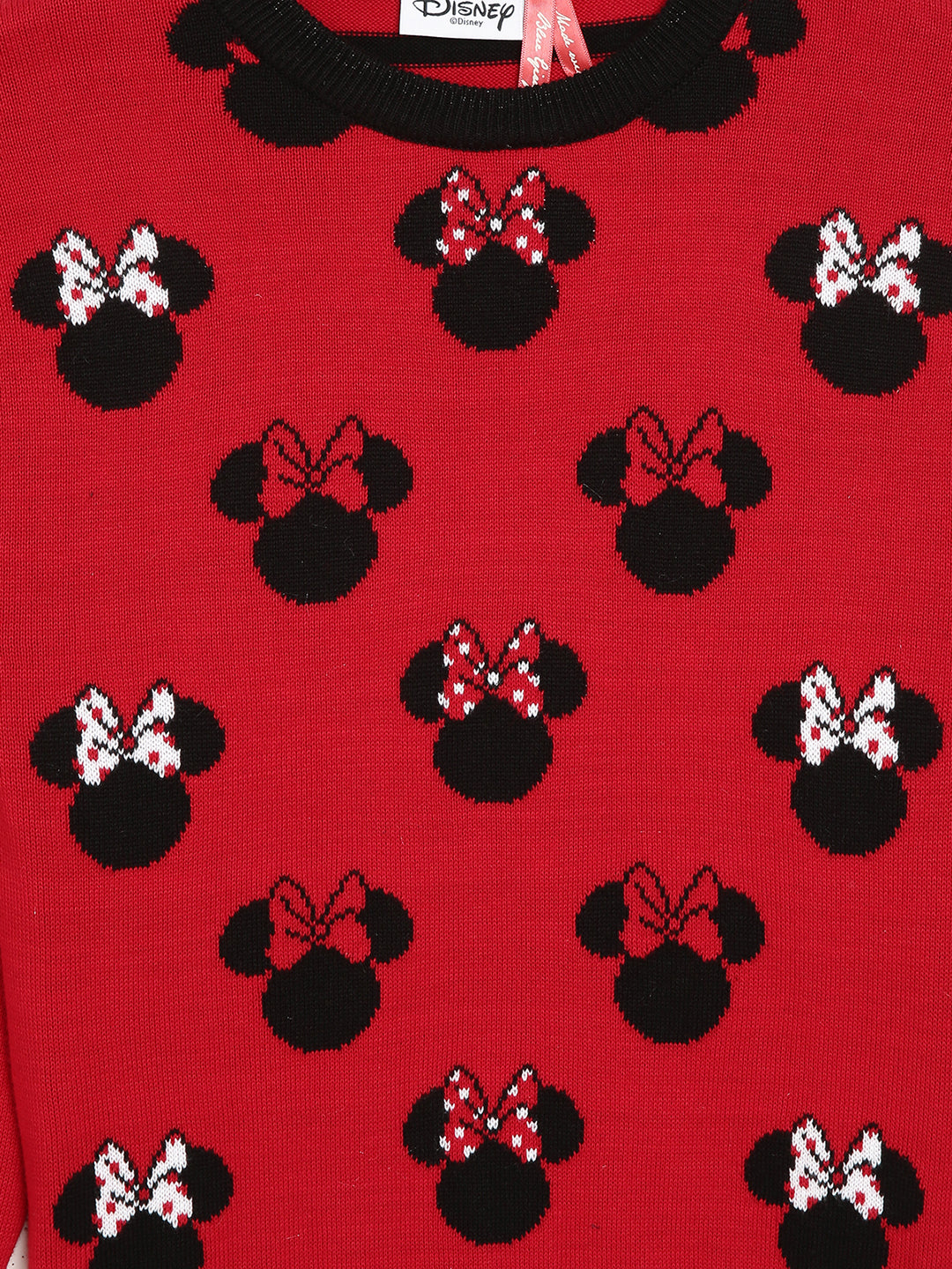 Blue Giraffe Girls Red Checked Round Neck Sweater