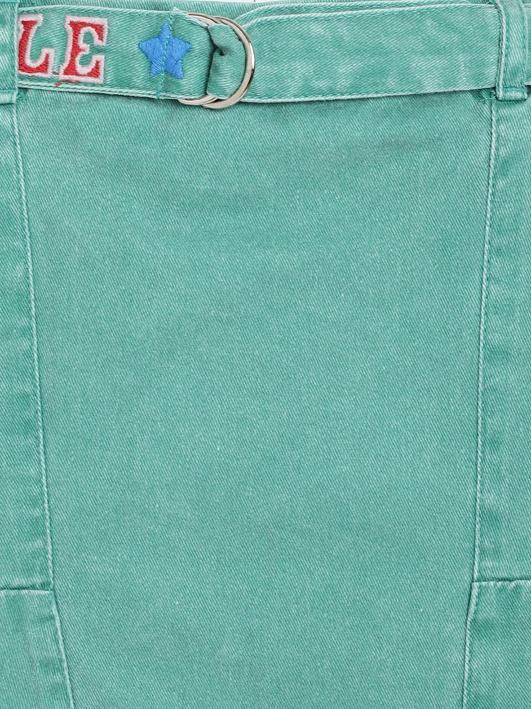 Elle Kids Girls Green Solid Regular Fit Skirt