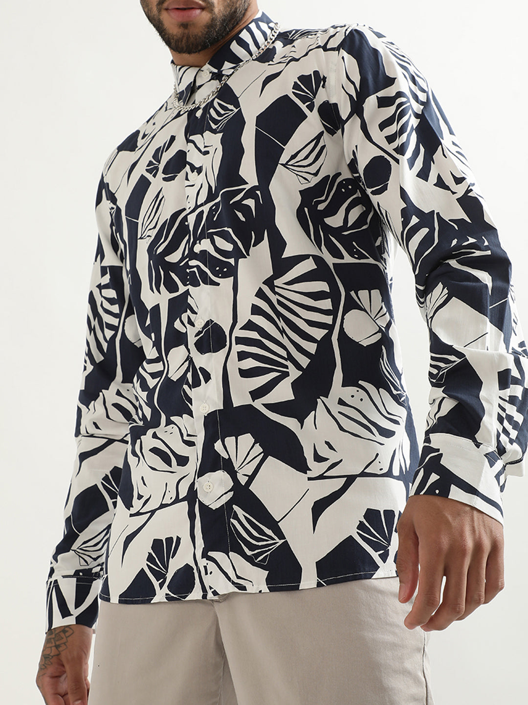 Antony Morato Blue Printed Regular Fit Shirt