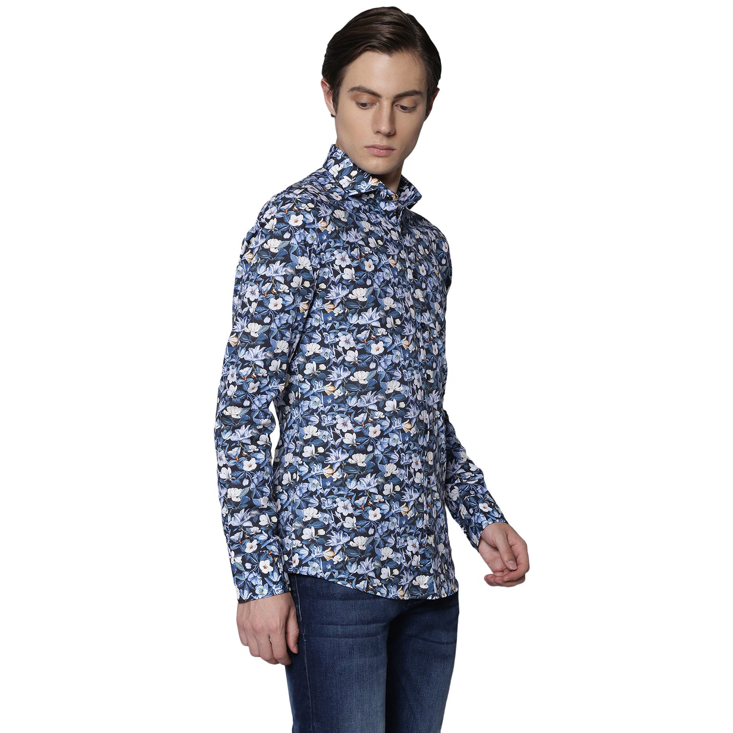 Bruun & Stengade Men Blue Printed Collar Shirt