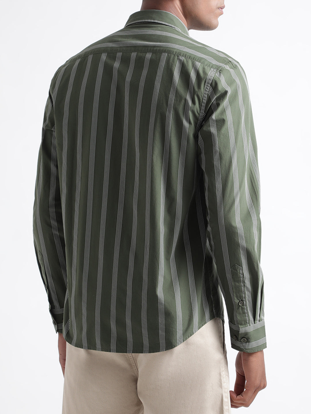 Iconic Men Olive Solid Collar Shirt