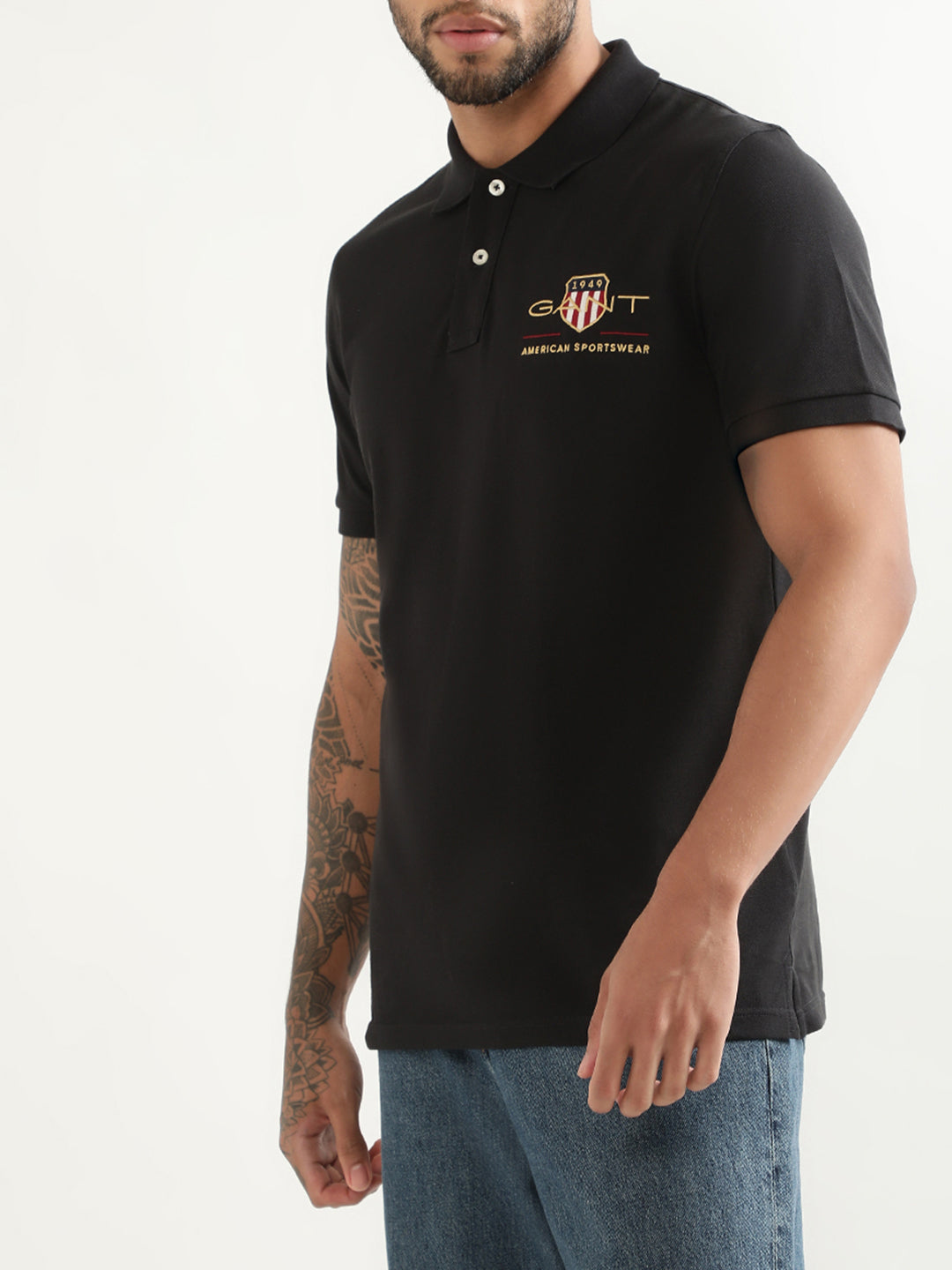 Gant Black Logo Regular Fit Polo T-Shirt