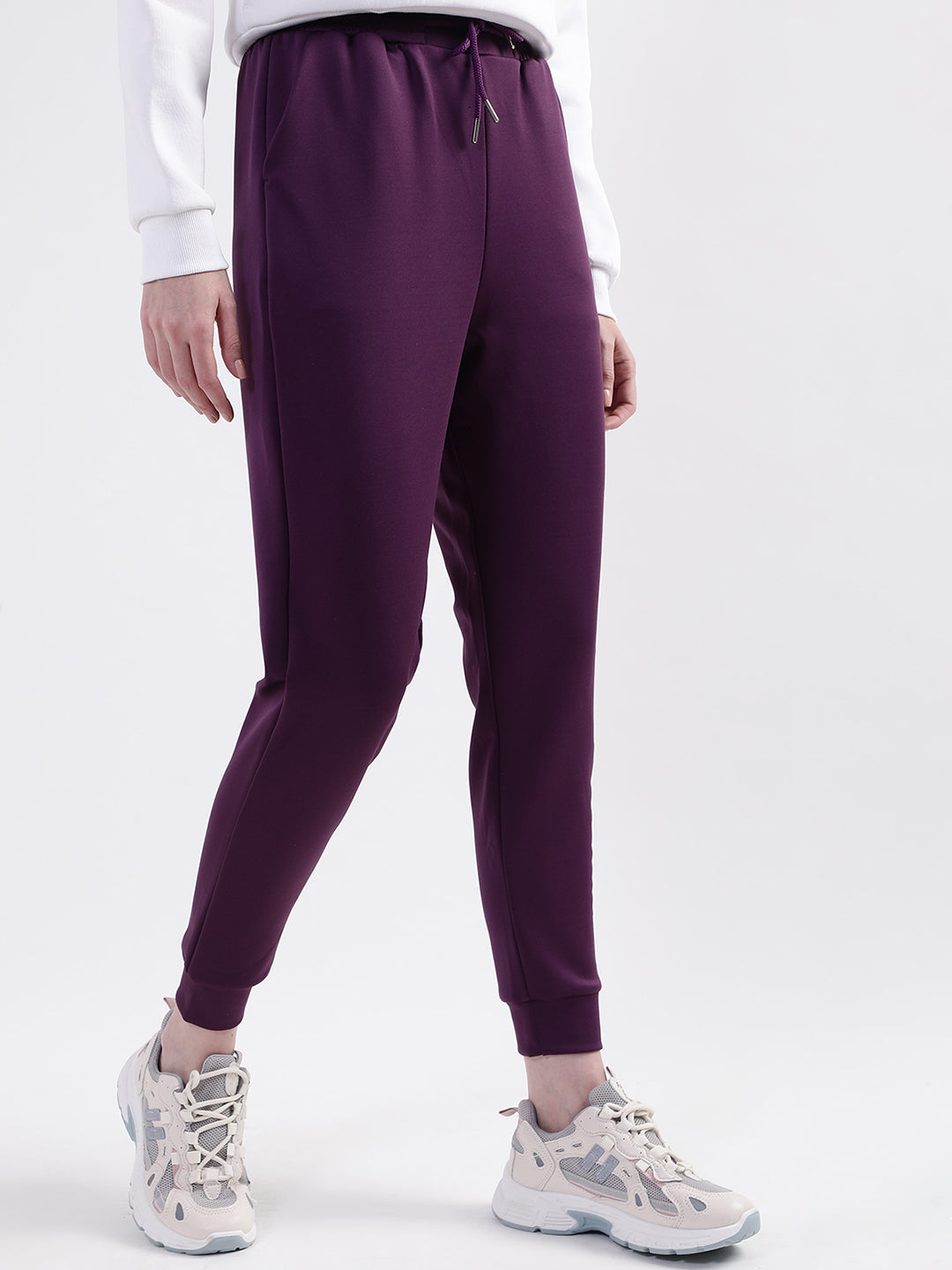 Elle Women Purple Solid Regular Fit Sweatpant