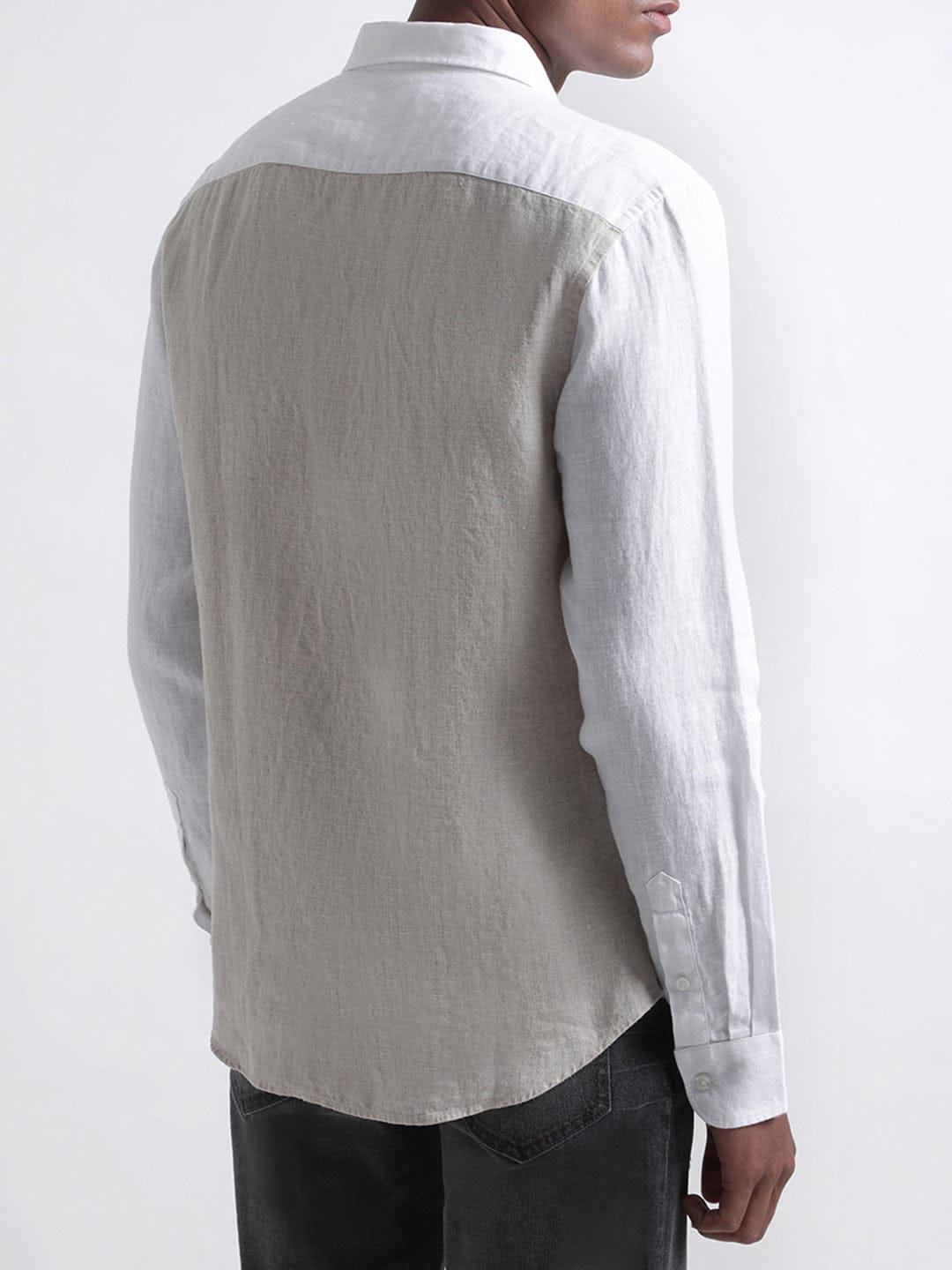 Iconic Men Beige Shirt Collar Shirt