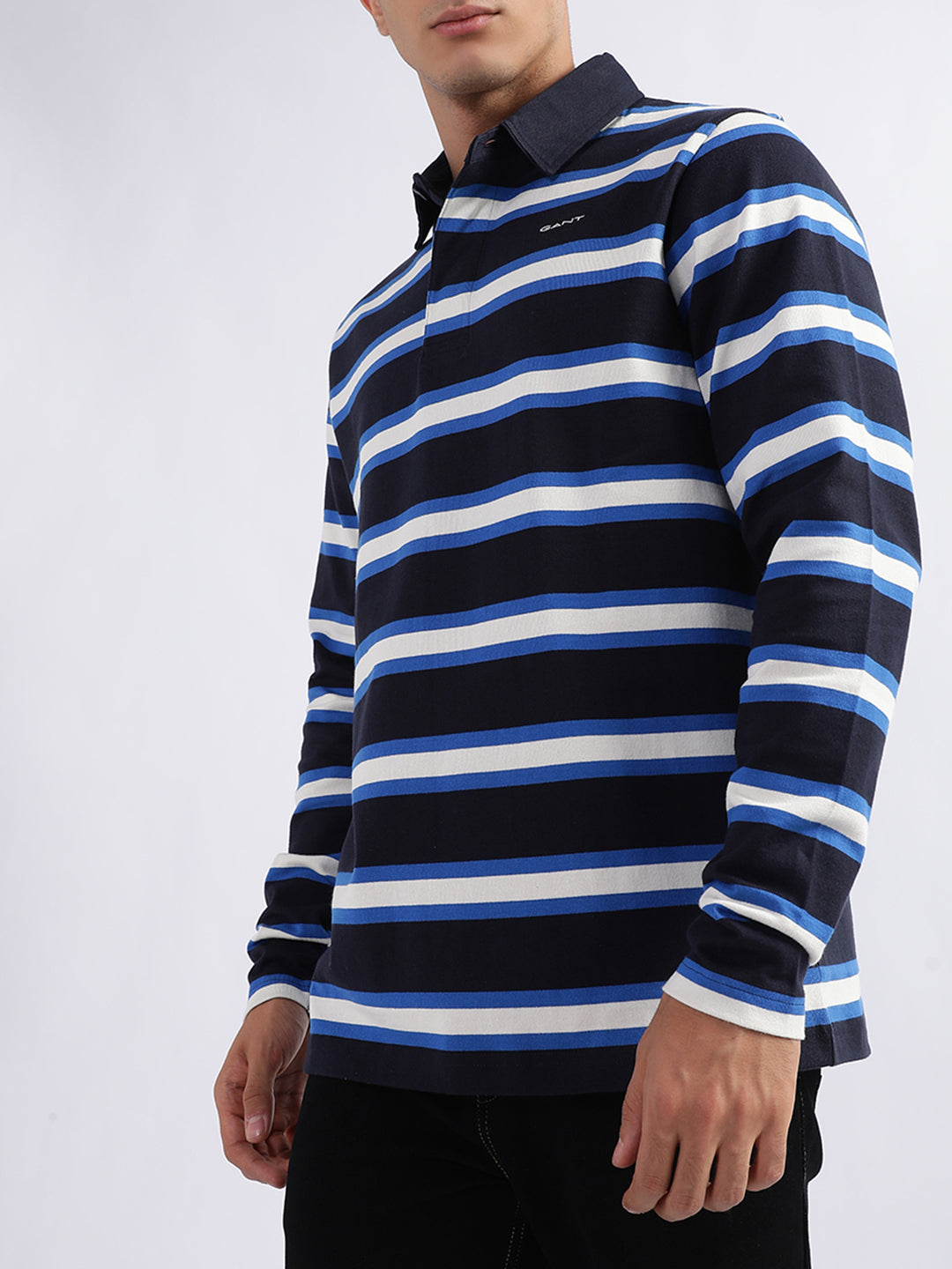 Gant Blue Striped Regular Fit Polo T-Shirt