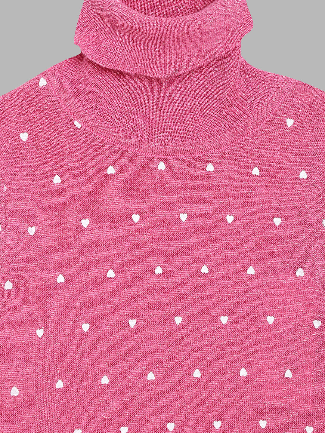 Elle Kids Girls Fuschia Printed Round Neck Sweater