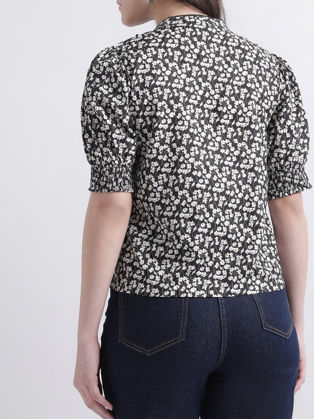 Centre Stage Women Multi Band Collar Printed Top