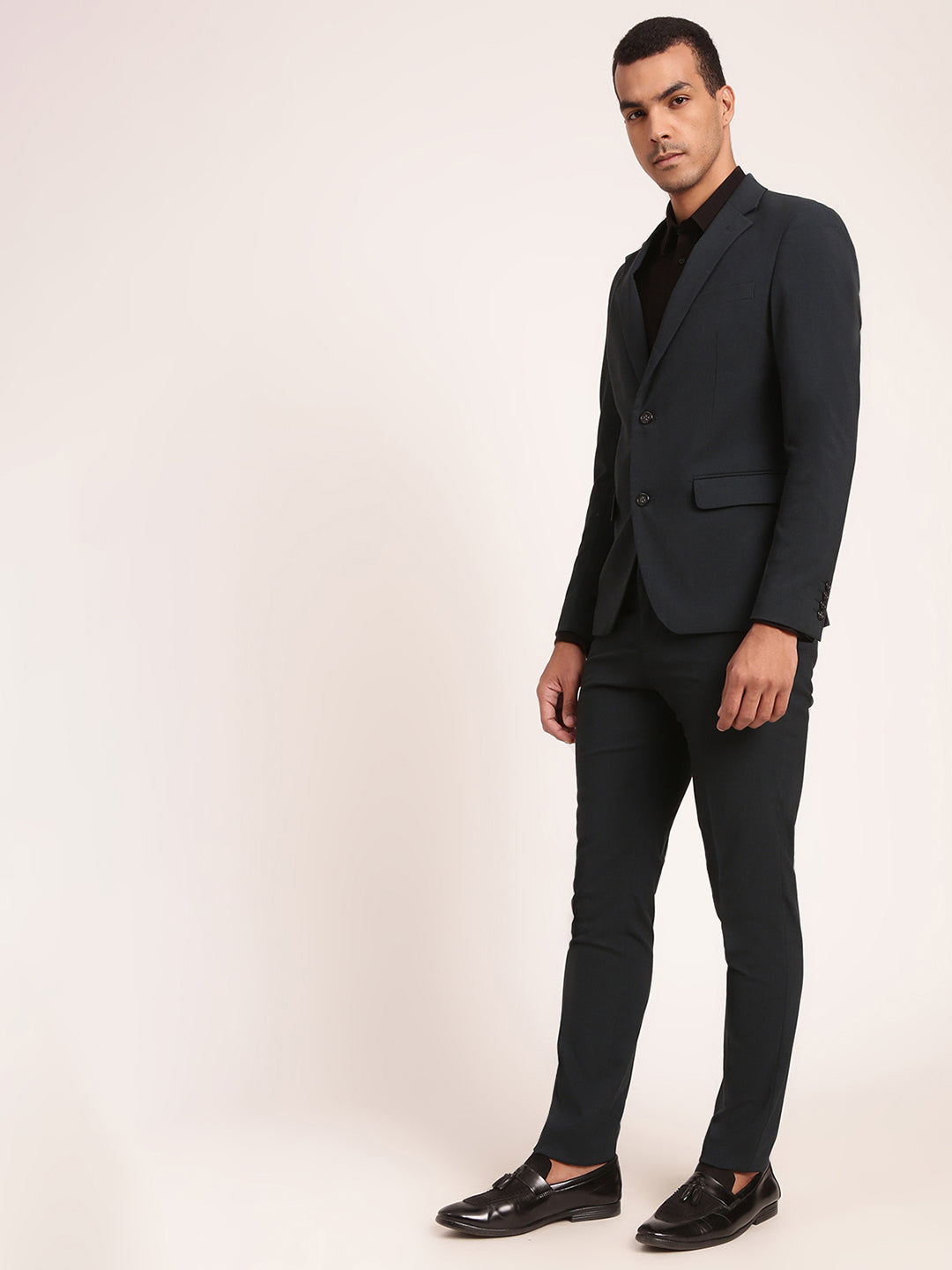 Lindbergh Men Green Solid Collar Blazer