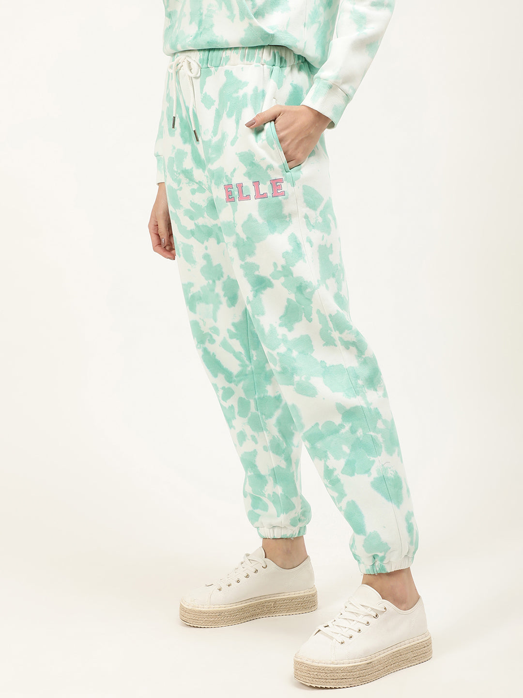 Elle Women Teal Dyed Regular Fit Sweatpant